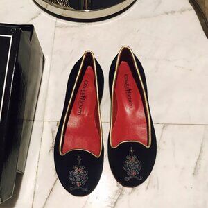 Cesare Paciotti Kids Girls Louboutin Red Sole Navy Suede Shoes Loafers Sz31 $329
